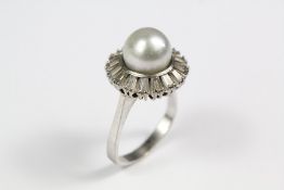 An 18ct White Gold Pearl and Diamond Ring