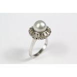 An 18ct White Gold Pearl and Diamond Ring