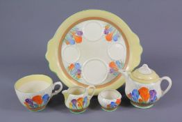 Clarice Cliff Crocus Part Bachelor Tea Set