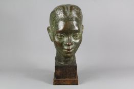 A Bronze Bust of a Nubian