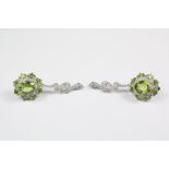 A pair of silver CZ and Tourmaline Drop Earrings