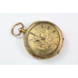 A Lady's 18ct Gold Open Face Pocket Watch