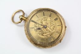 A Lady's 18ct Gold Open Face Pocket Watch