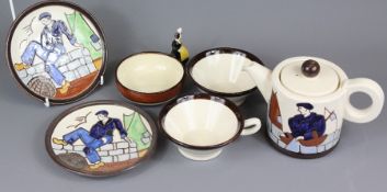 French Art Deco Quimper Pottery Tea Set