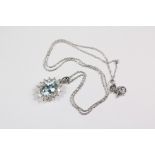 An 18ct White Gold Aquamarine and Diamond Necklace