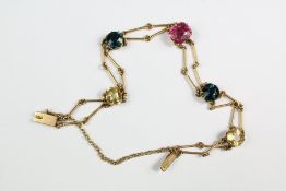 Antique 15ct Gold Tourmaline Bracelet