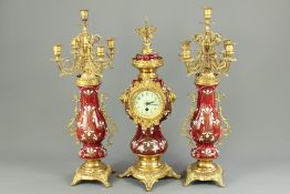 An Early 20th Century English Clock and Garniture