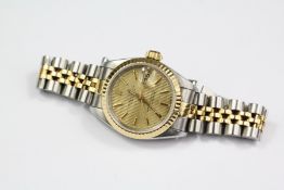 A Lady's Stainless Steel and Gold Rolex Oyster Perpetual
