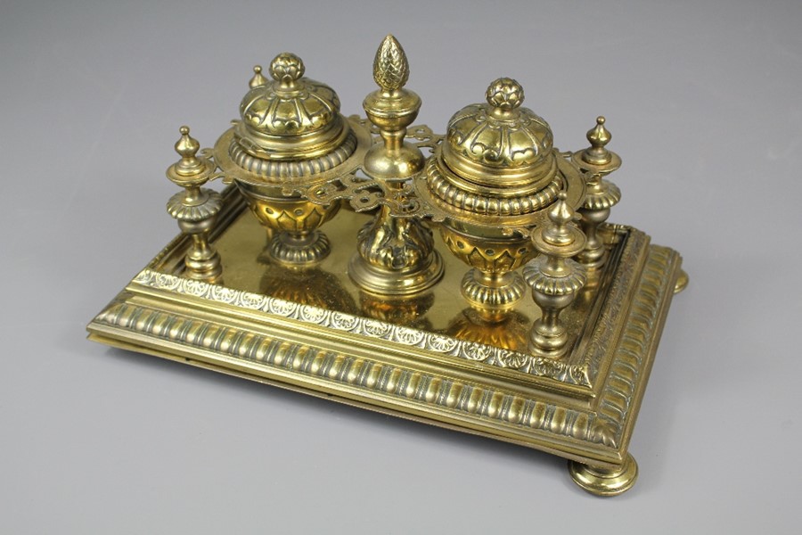 A Victorian Brass Inkwell - Image 2 of 3