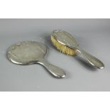 George V Silver Vanity Brush and Mirror