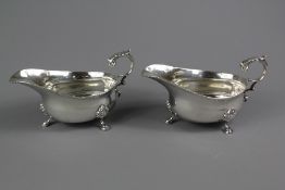 Pair Sterling Silver Oval Sauce Boats