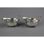 Pair Sterling Silver Oval Sauce Boats