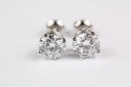 A Set of 1.5ct Platinum and Diamond Ear Studs