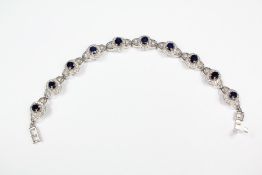 A Silver Sapphire and CZ Bracelet