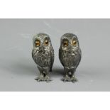 A Pair of Silver Owl Cruet