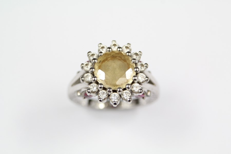 Taylor & Heart Bespoke 18ct White Gold, Yellow Sapphire and Diamond Floral Ring