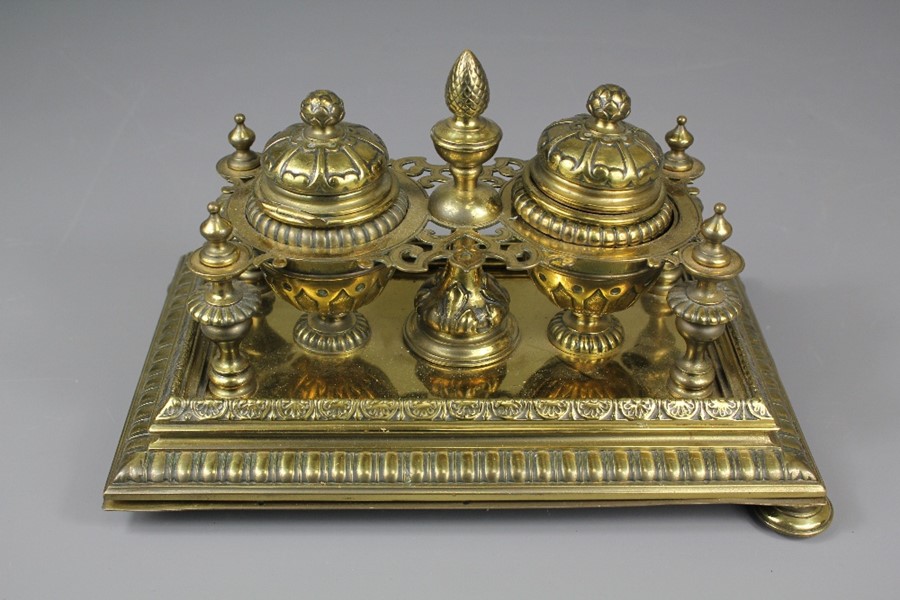 A Victorian Brass Inkwell