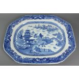 A Large Antique Willow Pattern Meat Platter