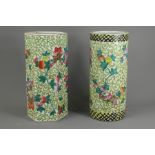 Two 20th century Famile Rose Pillar Vases