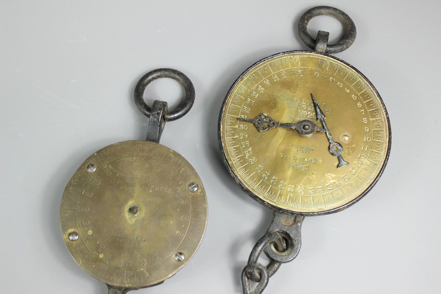 Two Salter's Spring Balance Brass Weighing Scales - Image 5 of 7