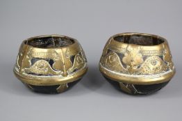 Two Decorative Brass Mounted Indian Treen Measures