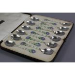 Cased Set of Twelve Sterling Silver Coffee Spoons