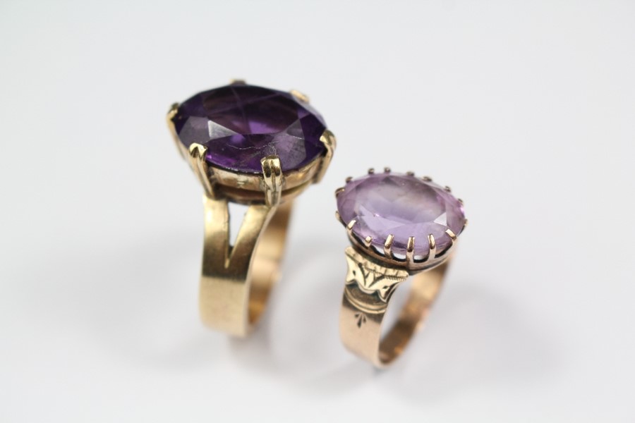 Antique 9ct Gold Amethyst Rings - Image 2 of 2