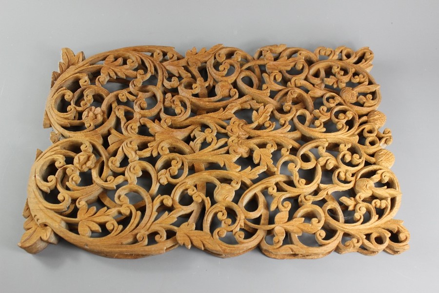 Burmese Carved Wood Panels - Image 2 of 3
