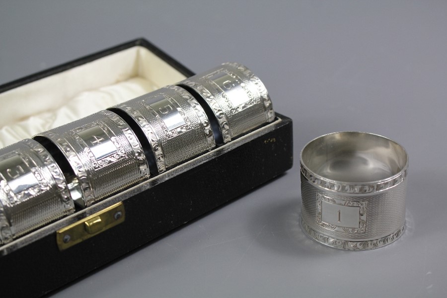 Cased Set of Six Silver Circular Napkin Rings - Image 4 of 4