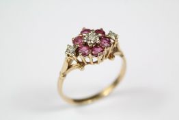 Antique 9ct Ruby and Diamond Ring