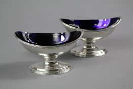 Pair George III Antique Silver Oval Salts