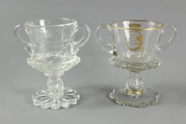 Two Commemorative Glass Goblets