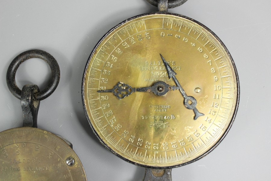 Two Salter's Spring Balance Brass Weighing Scales - Image 7 of 7