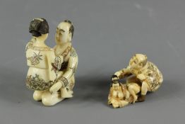 Antique Chinese Carved Stained Ivory Carvings