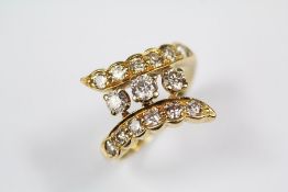 An 18ct Yellow Gold Three Row Diamond Dress