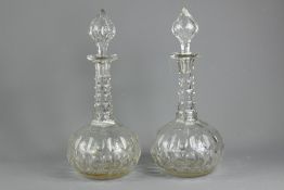 Pair of Antique Cut-Crystal Decanters and Stoppers