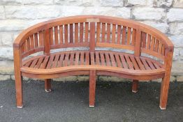 A Lutyens-style Teak Curved Garden Bench