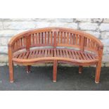 A Lutyens-style Teak Curved Garden Bench