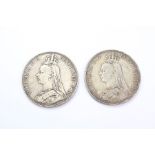 Two 1890 Queen Victoria silver crowns.