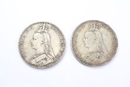 Two 1890 Queen Victoria silver crowns.