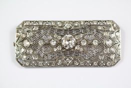 Art Deco 14/15ct White Gold and Diamond Brooch