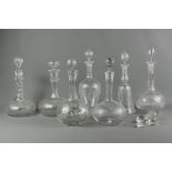 A Selection of Seven Glass Decanters with Stoppers