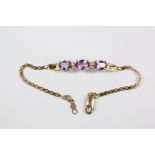 14ct gold Amethyst and Diamond Bracelet