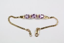 14ct gold Amethyst and Diamond Bracelet