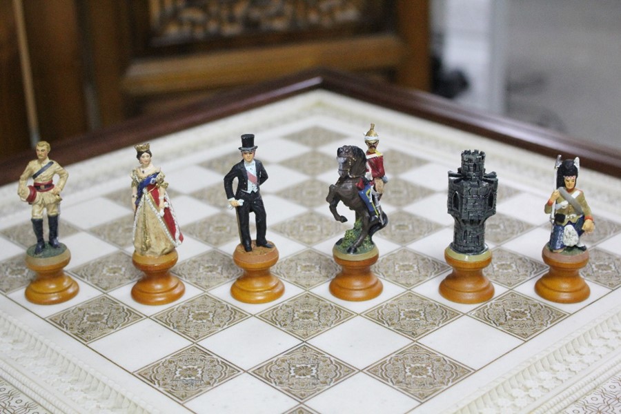 Military Resin Chess Set and Table - Image 9 of 12