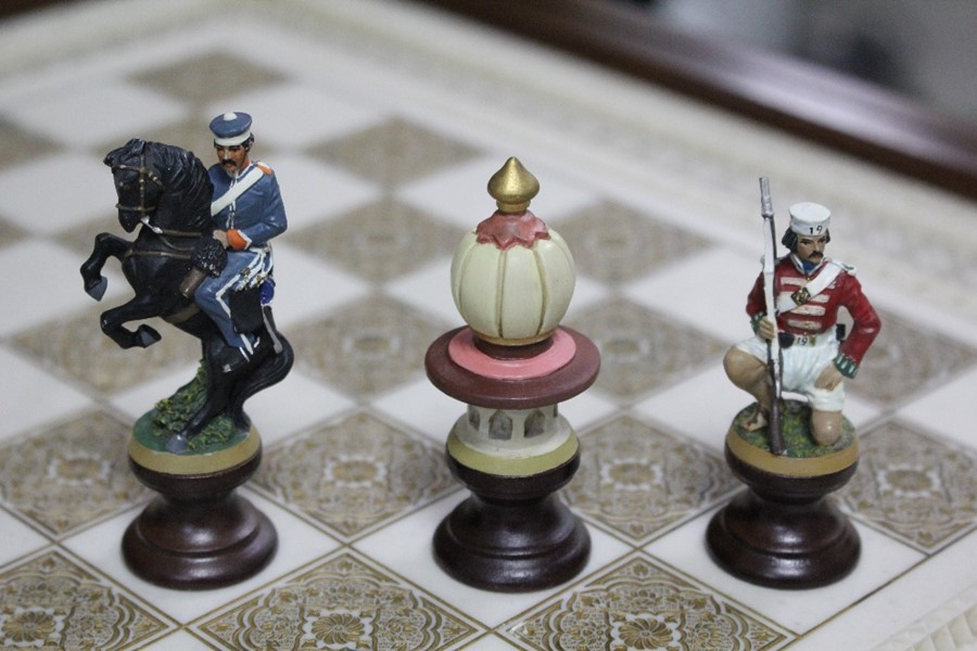 Military Resin Chess Set and Table - Image 8 of 12