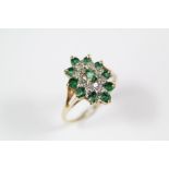 A 9ct Yellow Gold Emerald and Diamond Ring