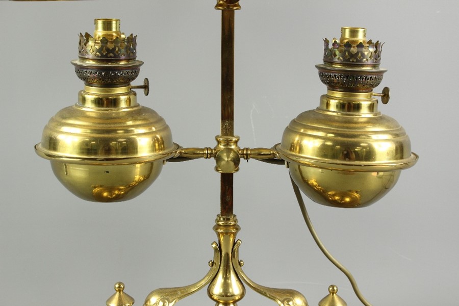 Antique Brass Double Shade Oil Lamp - Image 2 of 7