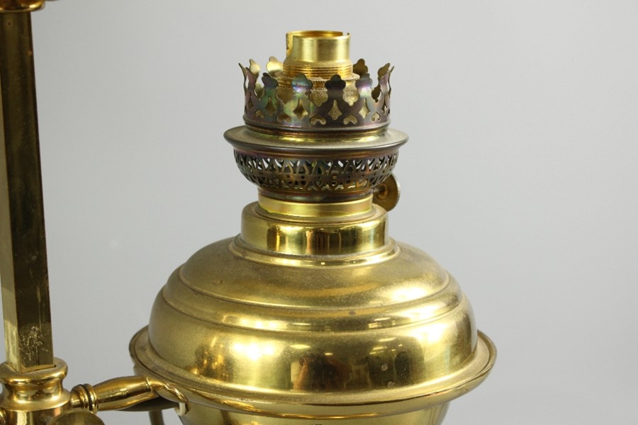 Antique Brass Double Shade Oil Lamp - Image 6 of 7