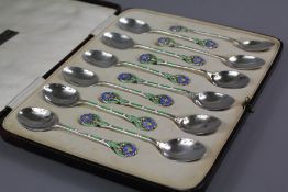 Cased Set of Twelve Sterling Silver Coffee Spoons